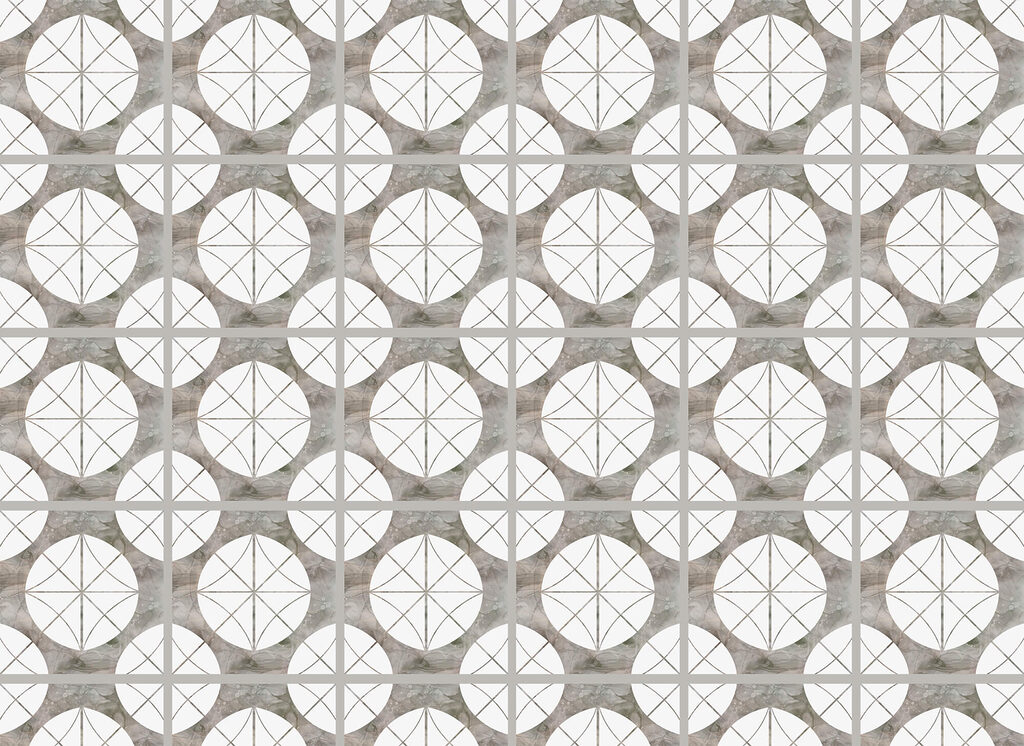 Pattern of white circles and grey squares