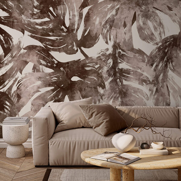 - Abstrakcyjne liście w ziemistych odcieniach