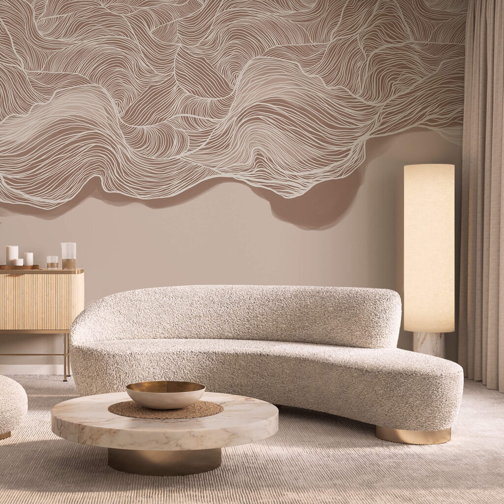 Brązowo-biały falisty wzór