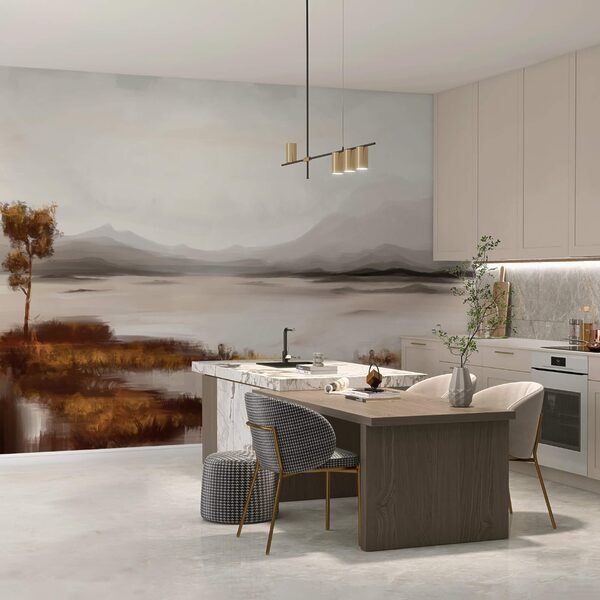 Krajobraz jeziora z górami w tle Krajobraz jeziora z górami w tle