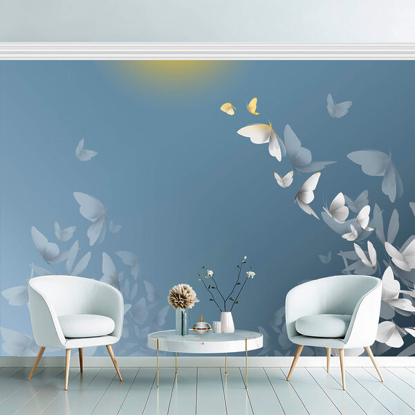 Grupa motyli latających po niebie