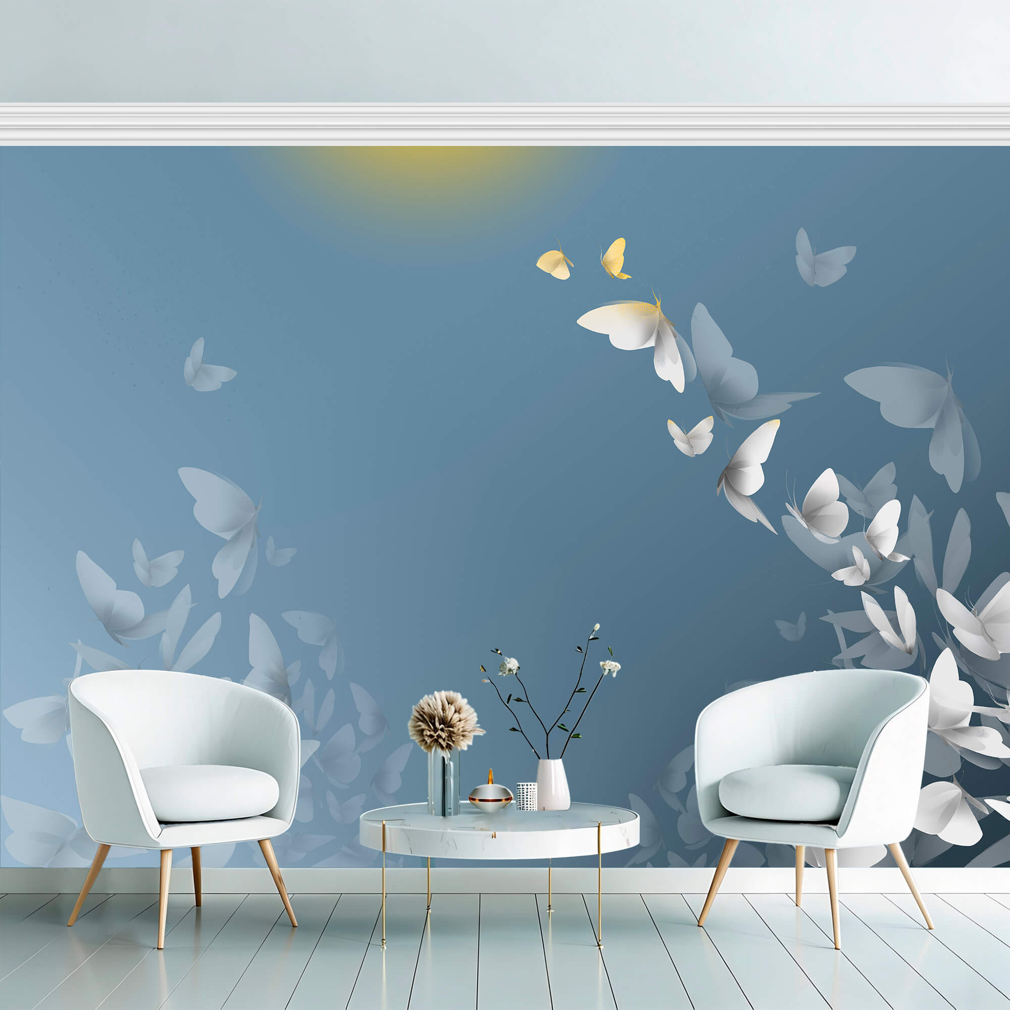 Grupa motyli latających po niebie