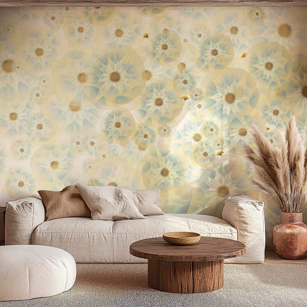 Grupa kwiatów w kolorach żółtym i niebieskim