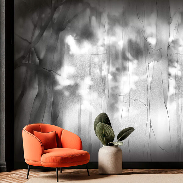 Czarno-białe zdjęcie drzew