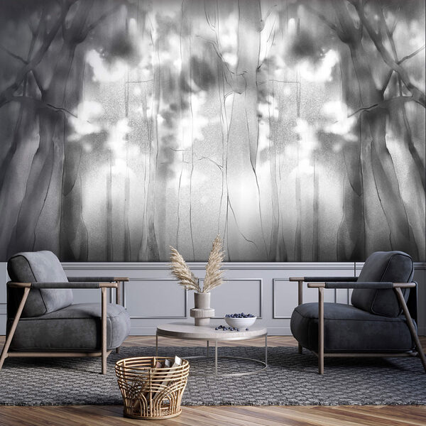 Czarno-białe zdjęcie drzew