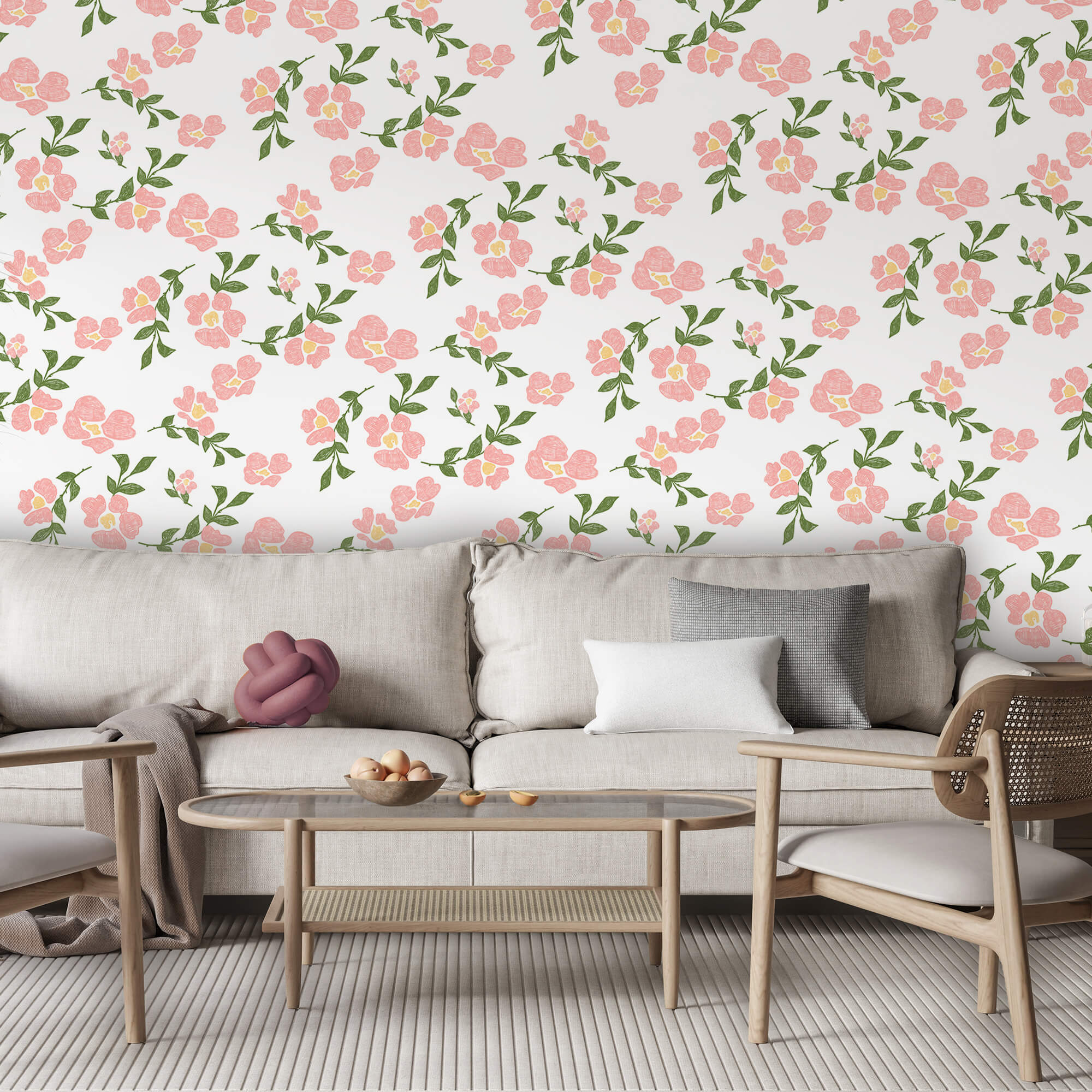 Wzór różowych kwiatów i zielonych liści Wzór różowych kwiatów i zielonych liści