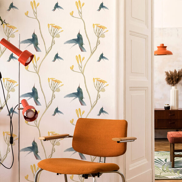 Wzór ptaków i kwiatów