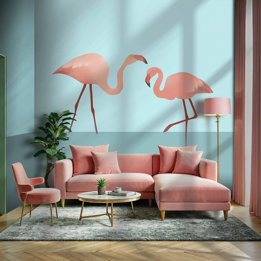 Grupa flamingów stojących w wodzie