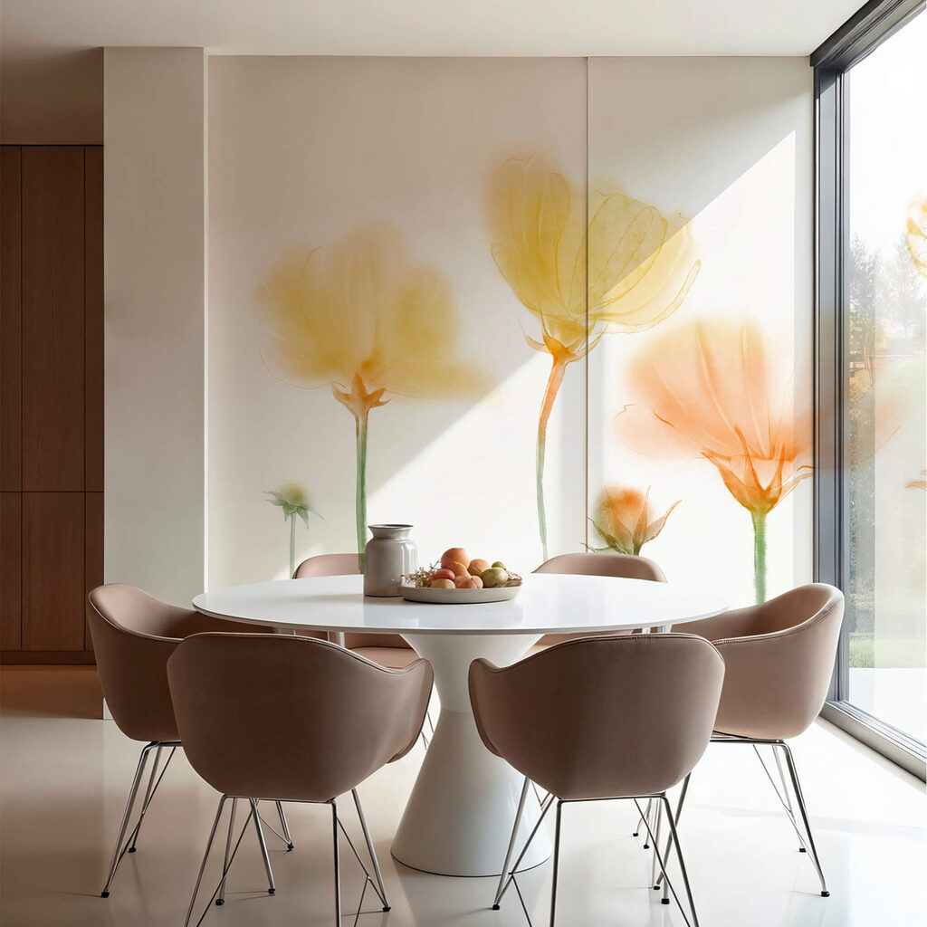 Grupa kwiatów ze światłem