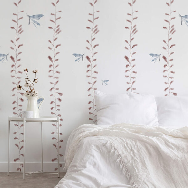 Tapeta z motylami i liśćmi