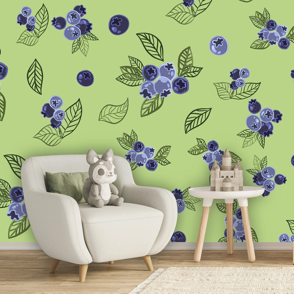 Wzór z jagodami i liśćmi