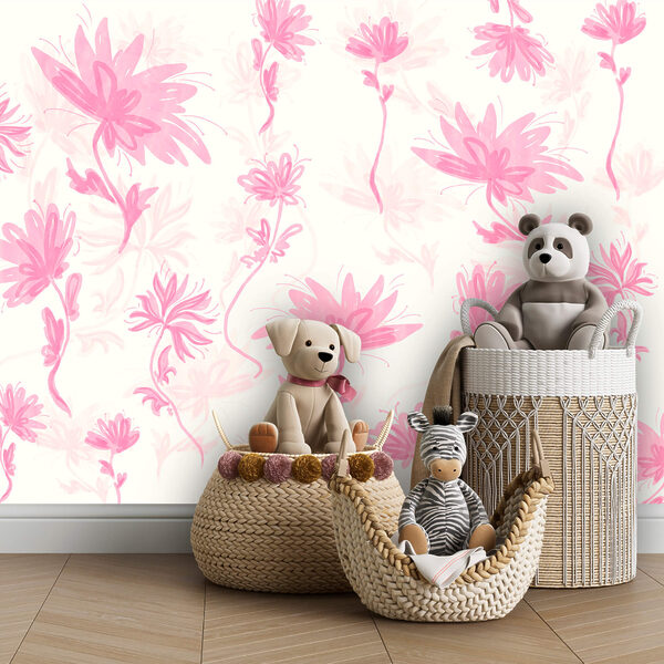 Różowe kwiaty na białym tle