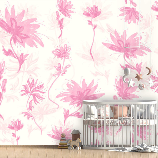 Fototapeta Fototapeta Różowe kwiaty na białym tle (SKU: t00627v1)