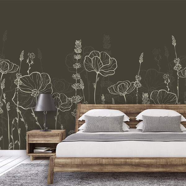 Rząd kwiatów na ciemnym tle