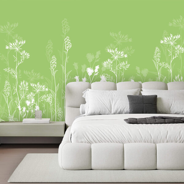 Fototapeta Fototapeta Białe kwiaty na zielonym tle (SKU: t00631v1)