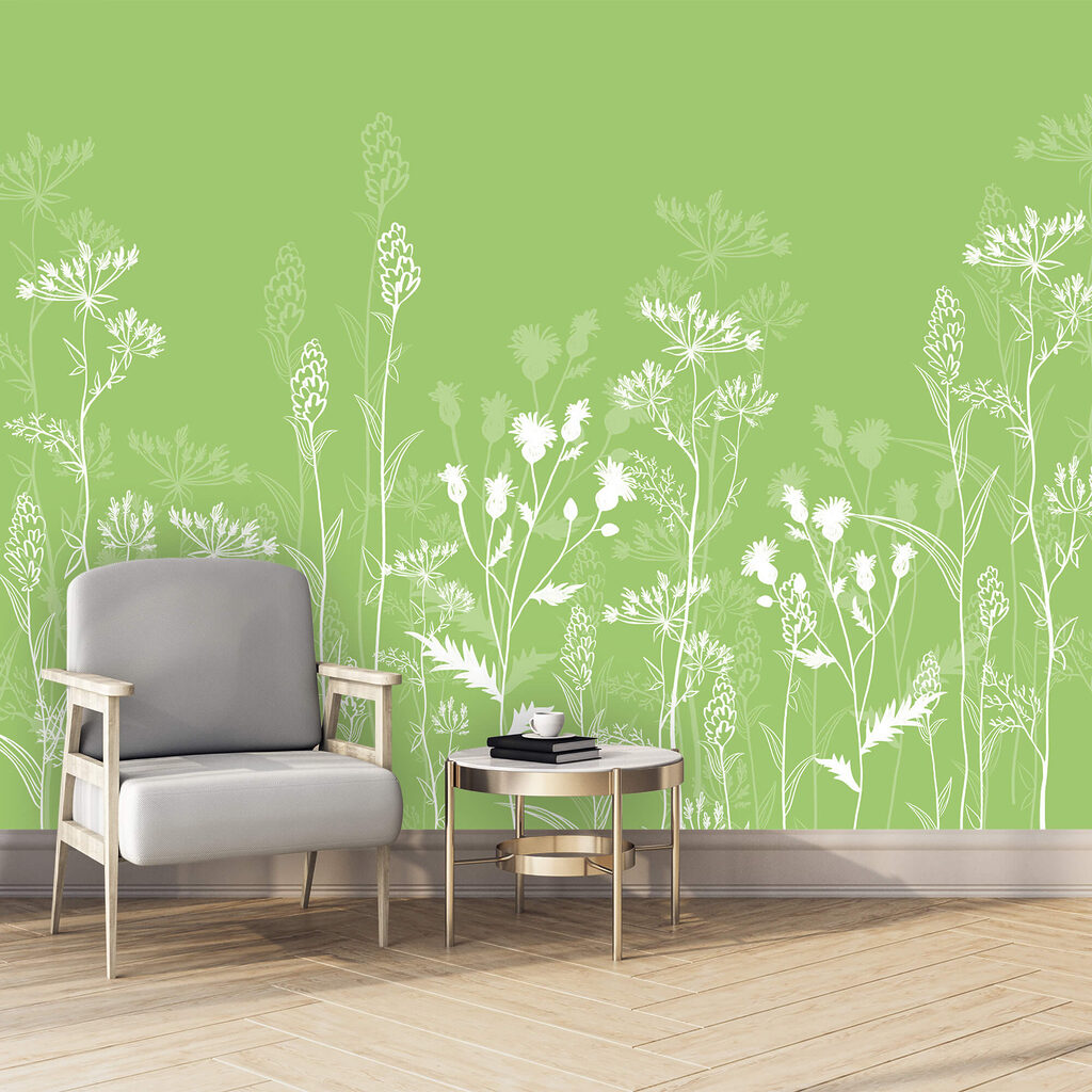 Białe kwiaty na zielonym tle