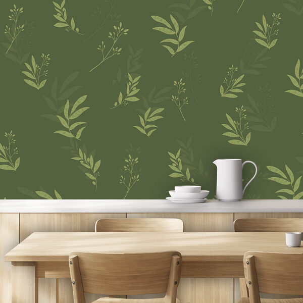 Wzór liści na zielonym tle