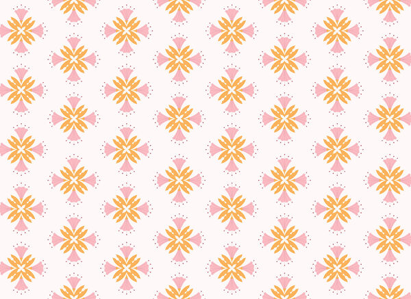 Pattern of pink and orange flowers