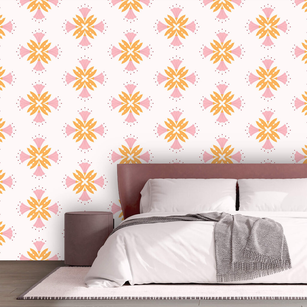 Wzór z różowych i pomarańczowych kwiatów