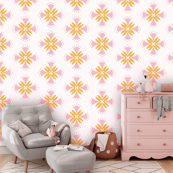 Fototapeta Fototapeta Wzór z różowych i pomarańczowych kwiatów (SKU: t00635)