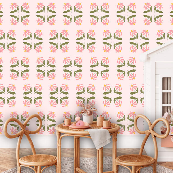 Fototapeta Fototapeta Wzór z kwiatów i liści (SKU: t00636)