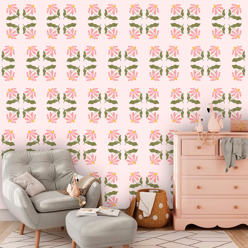 Wzór z kwiatów i liści