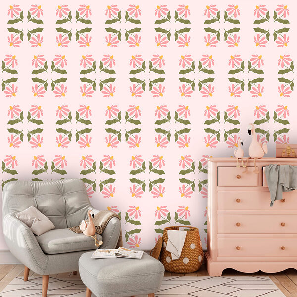 Wzór z kwiatów i liści