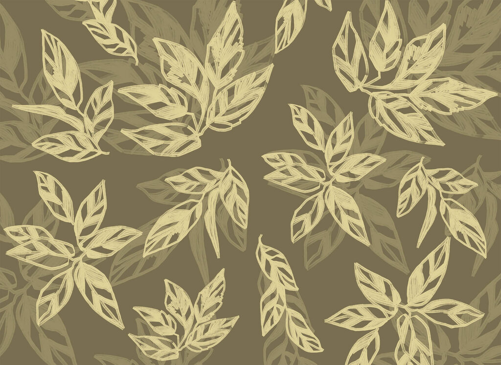 Pattern of leaves on a brown background