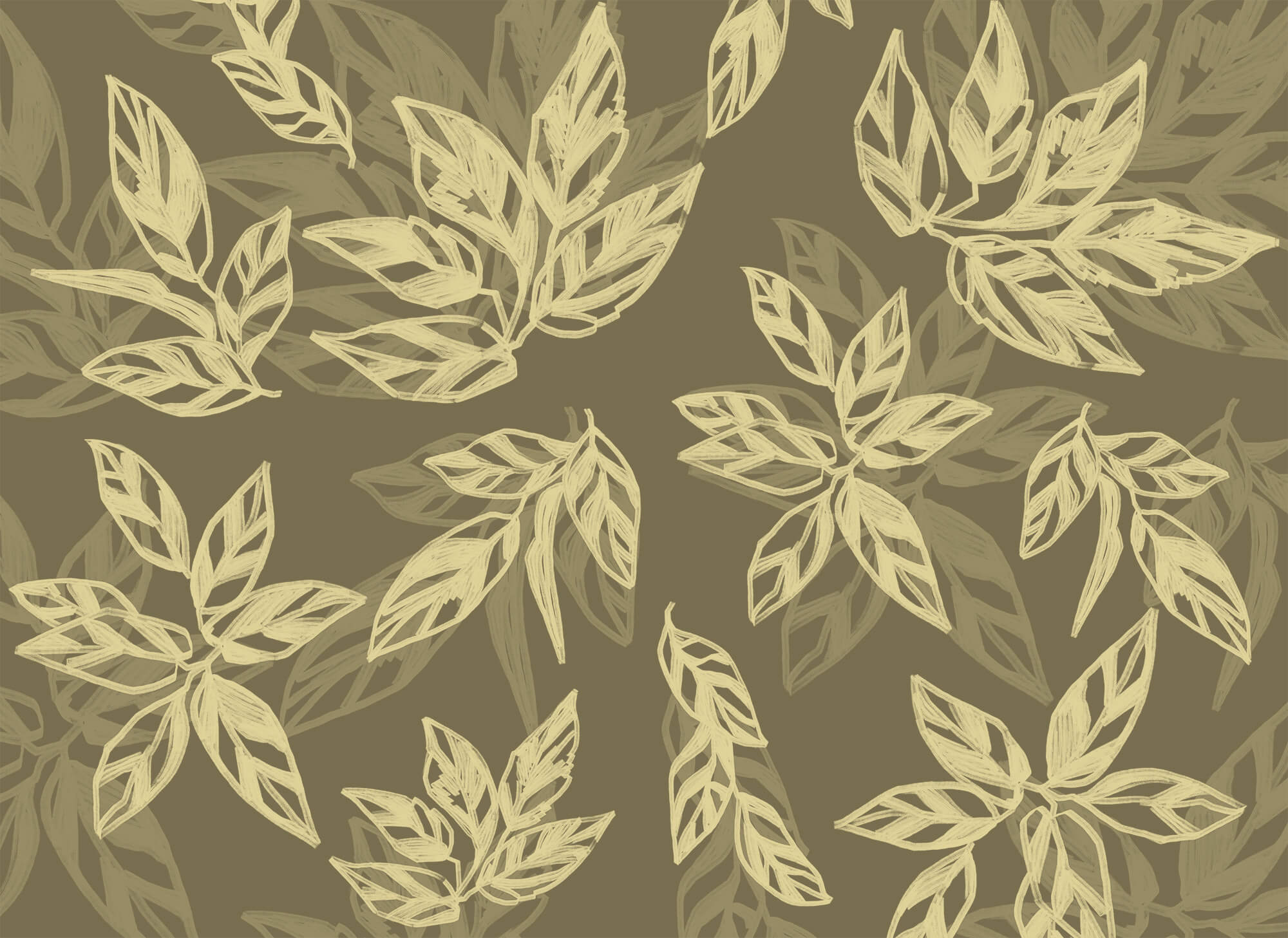 Pattern of leaves on a brown background