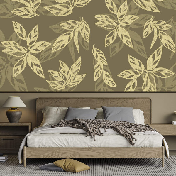 Fototapeta Fototapeta Wzór liści na brązowym tle (SKU: t00638v1)