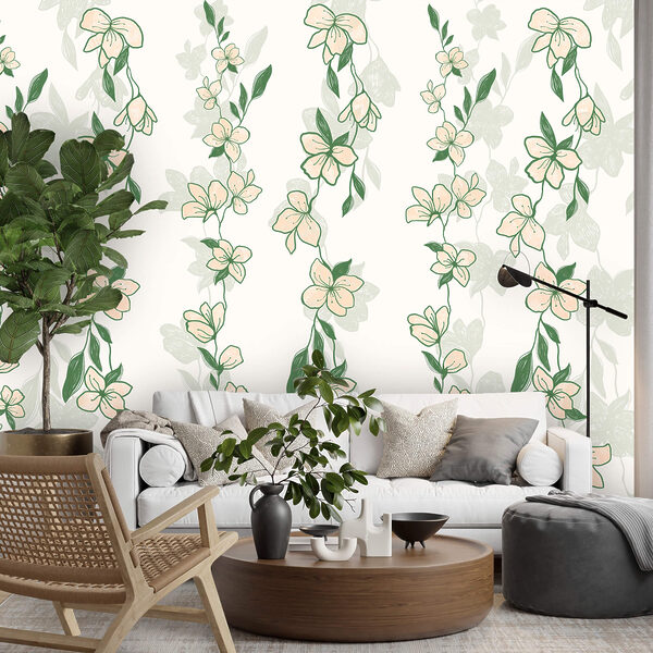 Wzór z kwiatów i liści