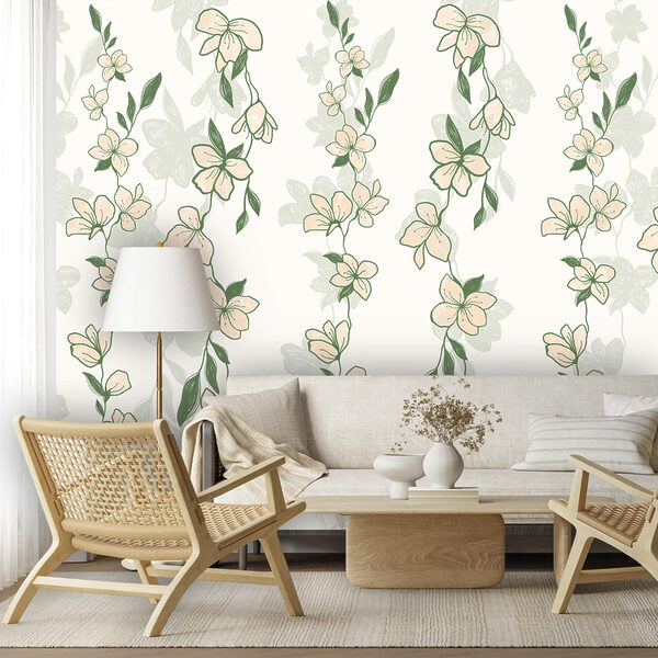 Fototapeta Fototapeta Wzór z kwiatów i liści (SKU: t00639)