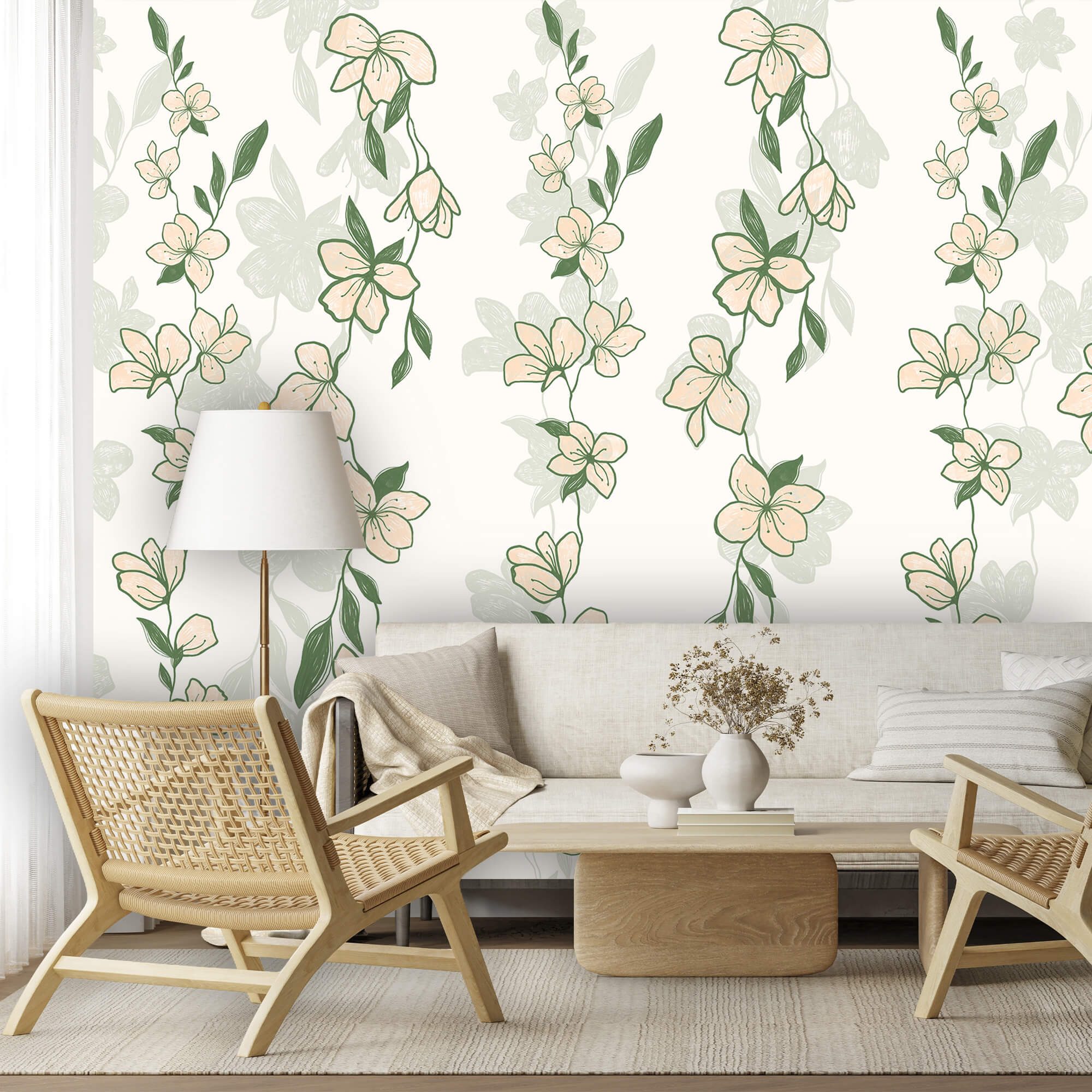 Wzór z kwiatów i liści