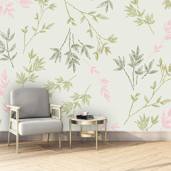 Fototapeta Fototapeta Wzór liści na białym tle (SKU: t00645)