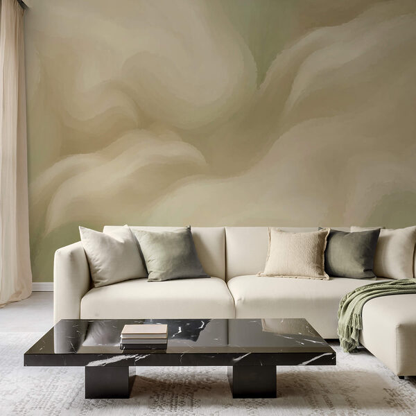 Delikatna, płynna kompozycja abstrakcyjna w jasnych barwach