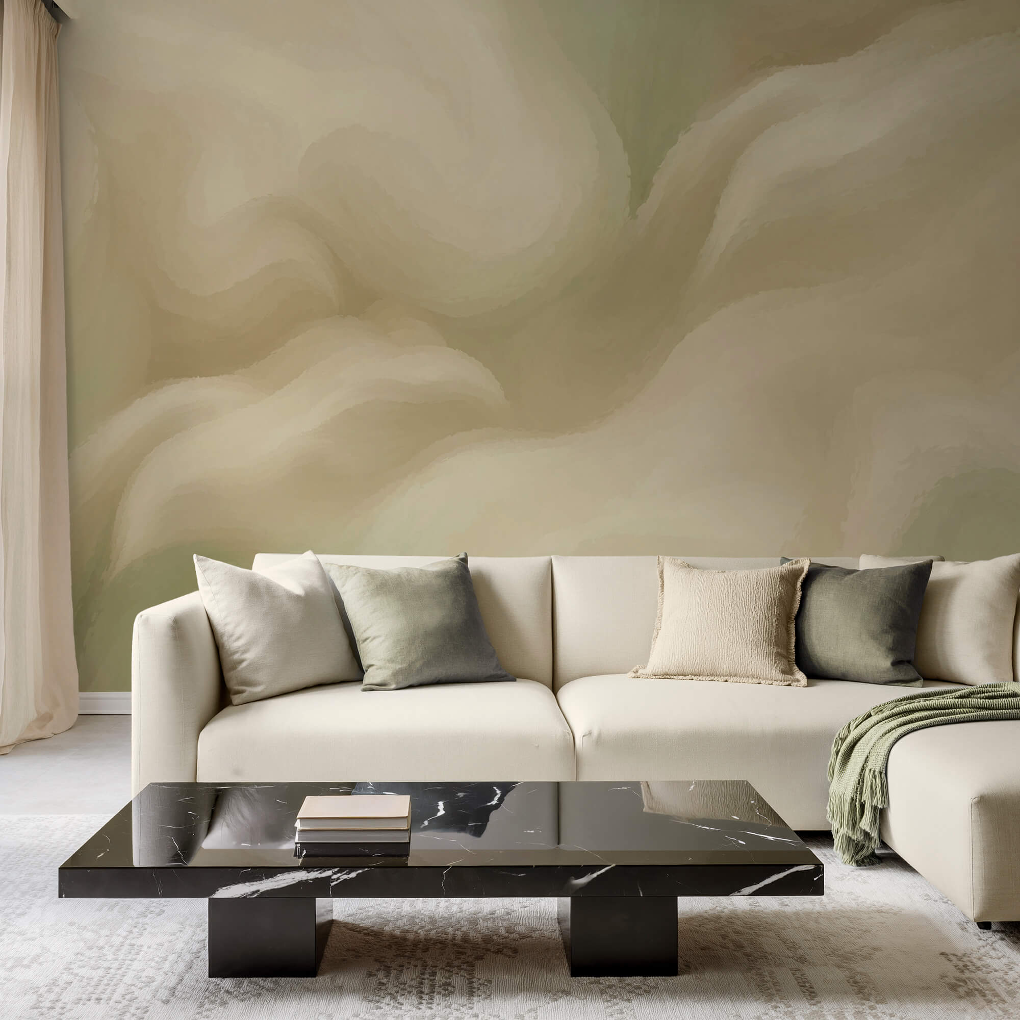 Delikatna, płynna kompozycja abstrakcyjna w jasnych barwach