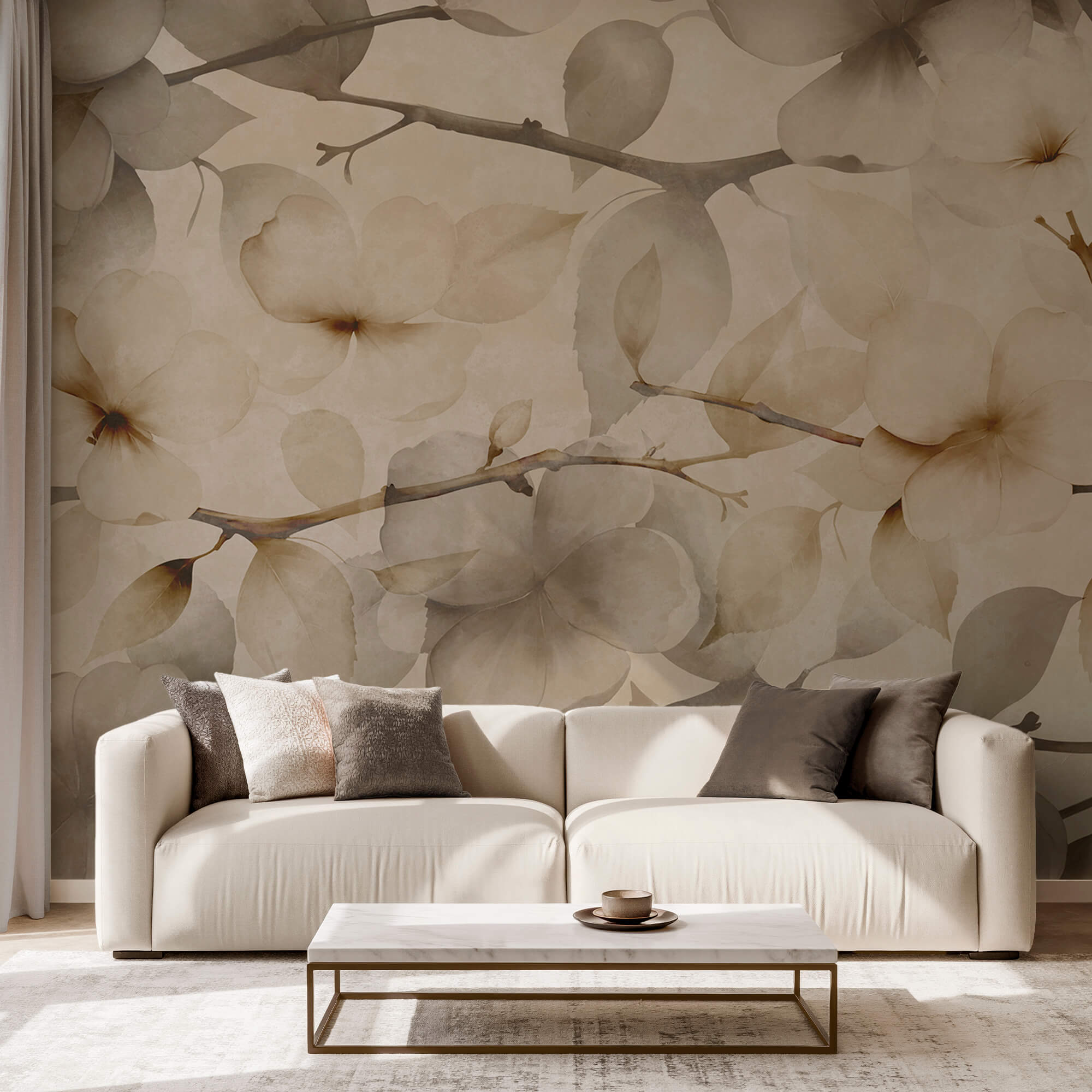 Delikatne motywy kwiatowe na stonowanym tle