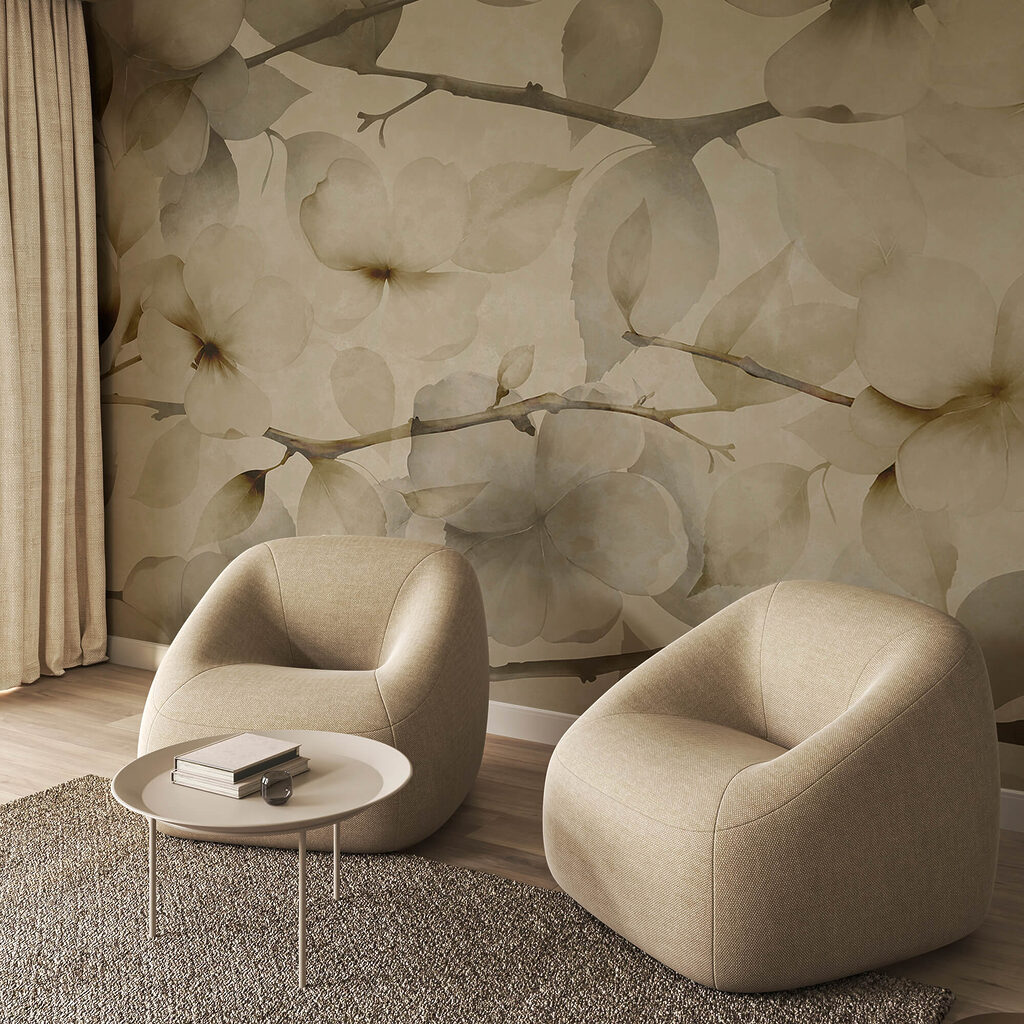 Delikatne motywy kwiatowe na stonowanym tle