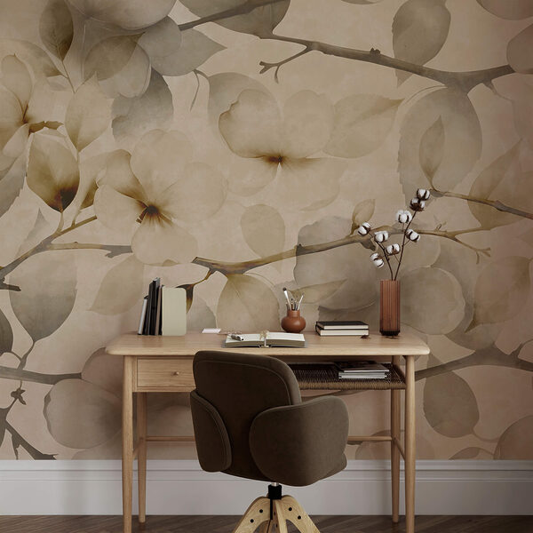 Delikatne motywy kwiatowe na stonowanym tle