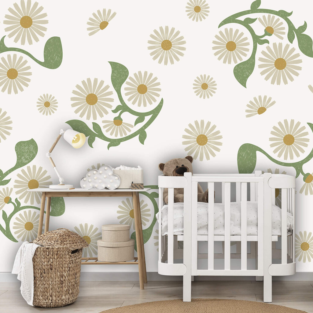 Biało-zielony wzór kwiatowy