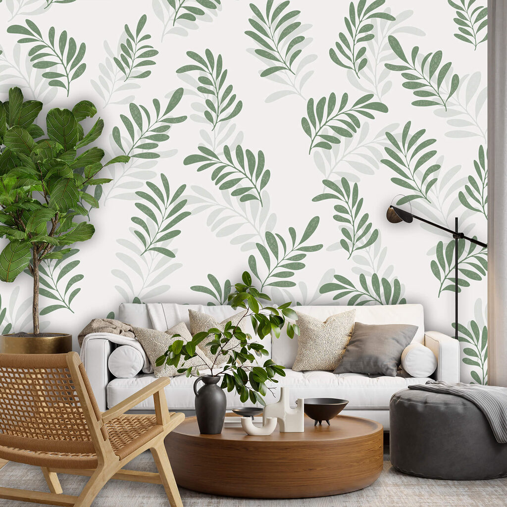 Wzór liści na białym tle