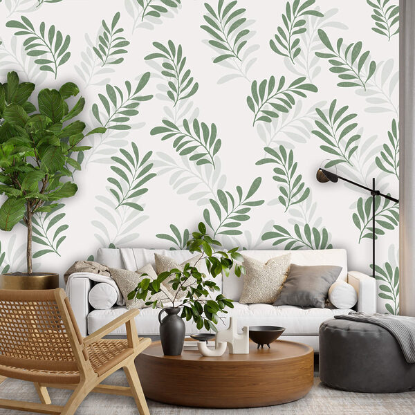 Wzór liści na białym tle