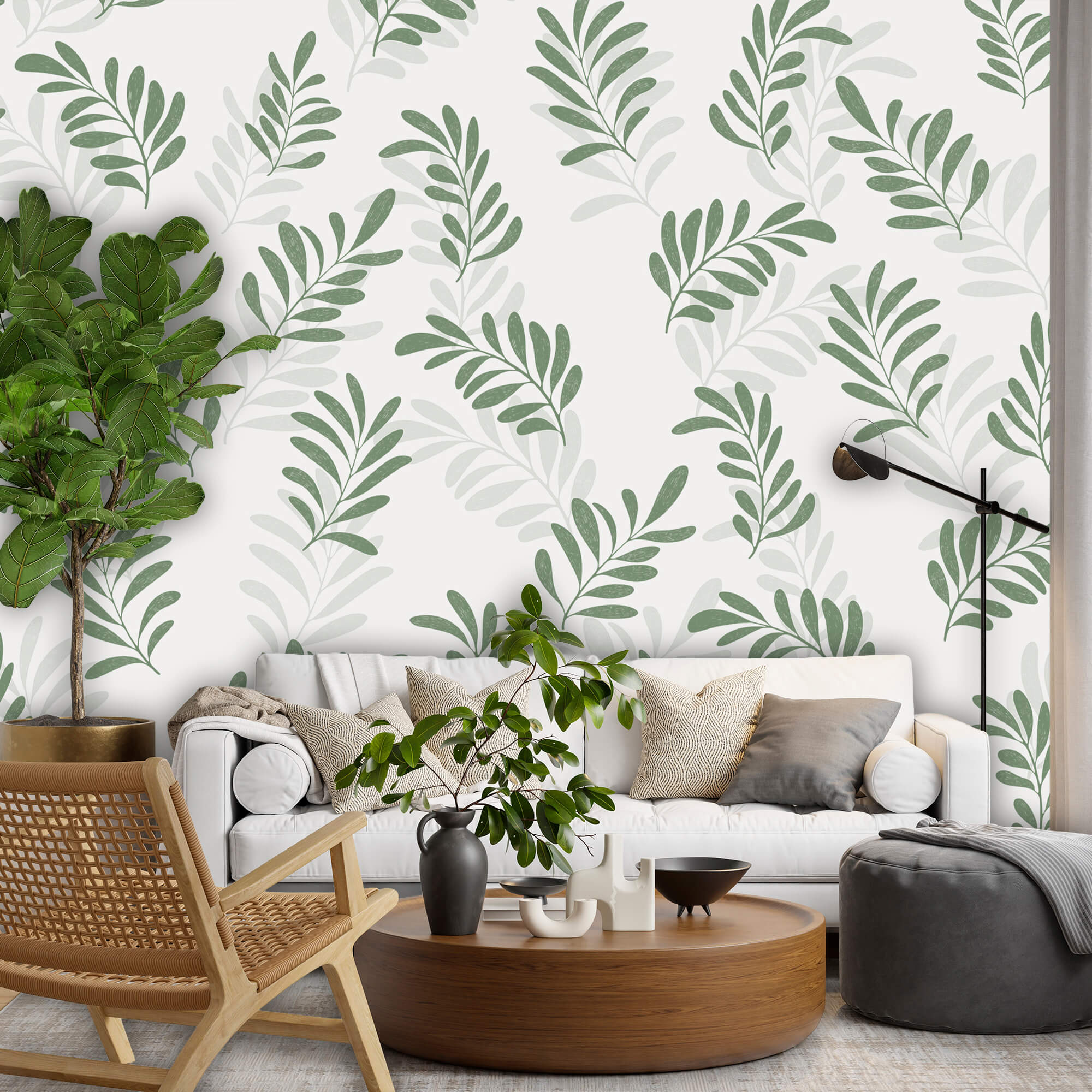 Wzór liści na białym tle