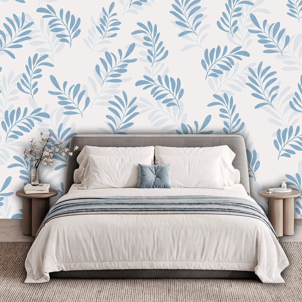 Wzór z niebieskich liści