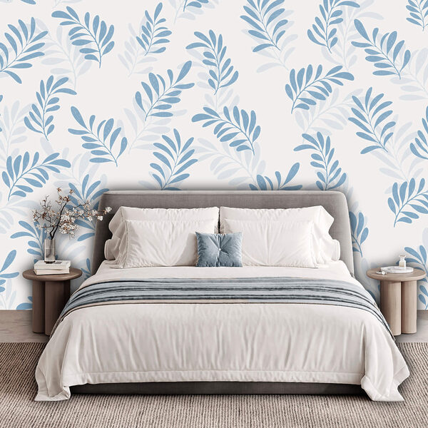 Wzór z niebieskich liści