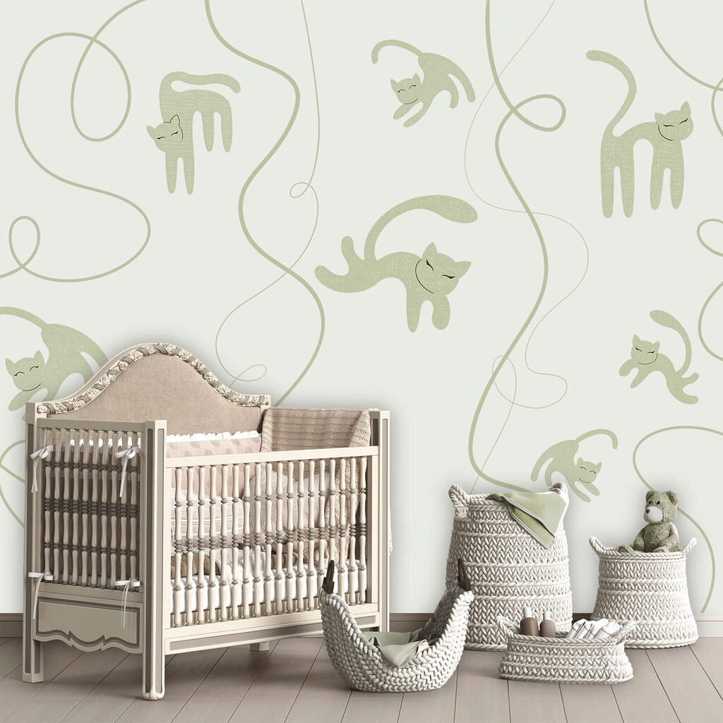 Wzór z kotami i pnączami