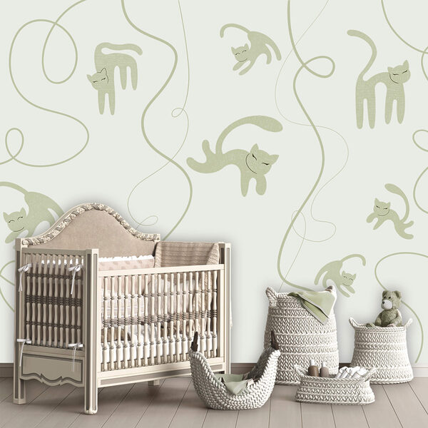 Wzór z kotami i pnączami