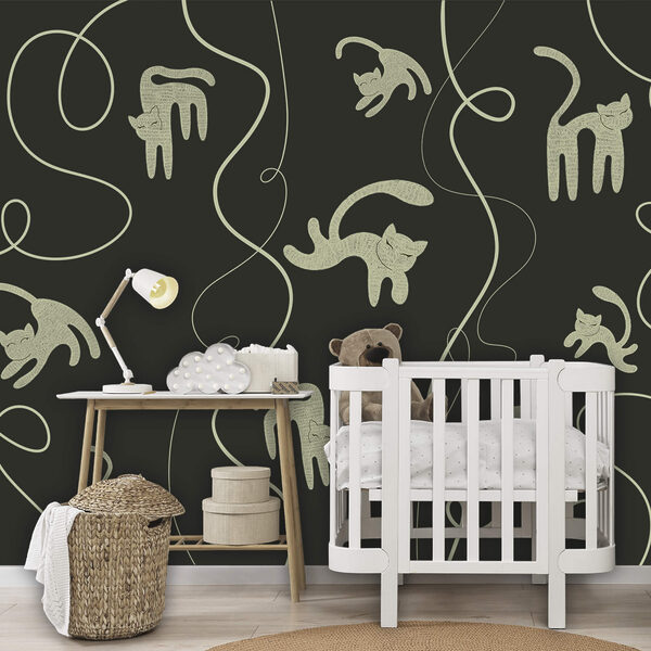 Wzór z kotami i pnączami