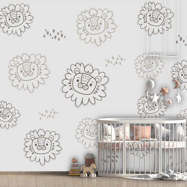 Wzór przedstawiający lwy narysowany na białym tle