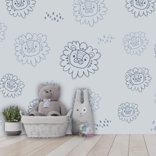 Wzór z niebieskimi lwami